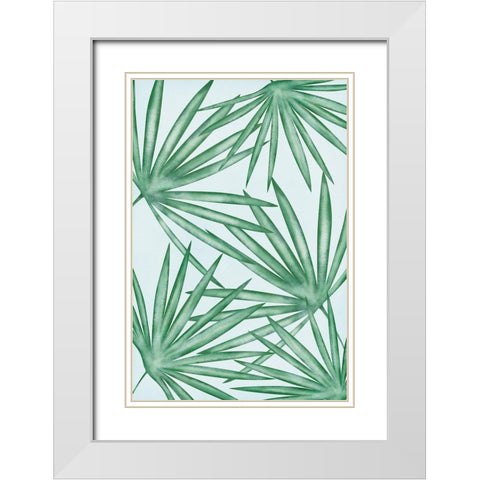 Fan Palms White Modern Wood Framed Art Print with Double Matting by JJ Design