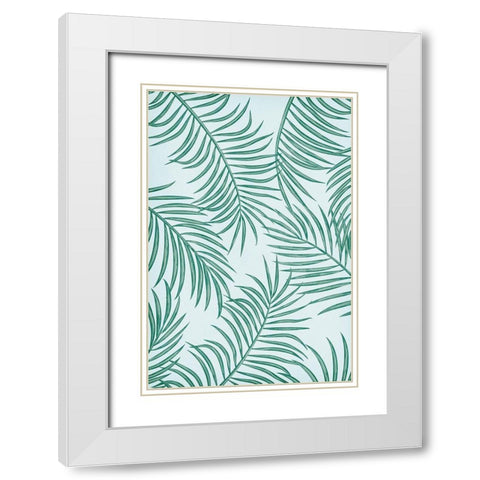 Palm Leaves White Modern Wood Framed Art Print with Double Matting by JJ Design