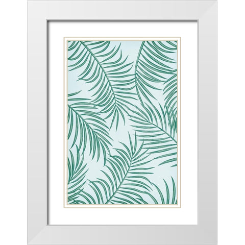 Palm Leaves White Modern Wood Framed Art Print with Double Matting by JJ Design