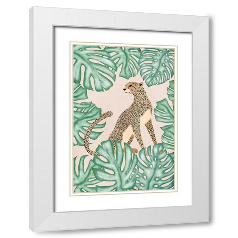 Leopard White Modern Wood Framed Art Print with Double Matting by JJ Design