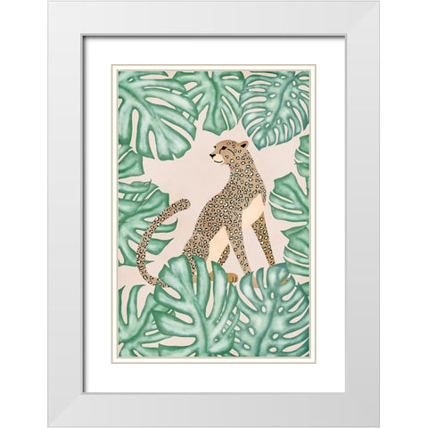 Leopard White Modern Wood Framed Art Print with Double Matting by JJ Design