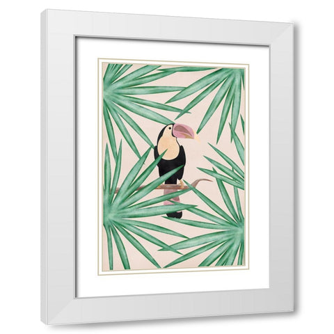 Toucan White Modern Wood Framed Art Print with Double Matting by JJ Design
