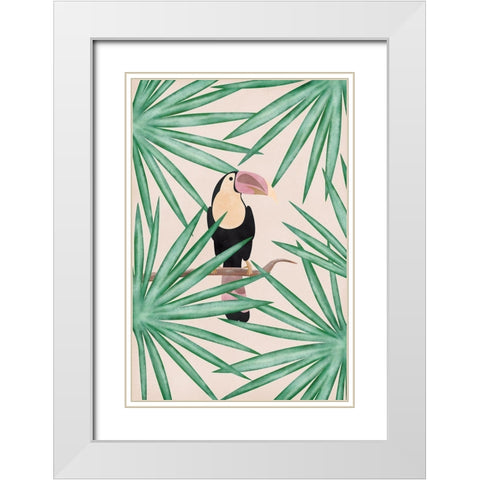 Toucan White Modern Wood Framed Art Print with Double Matting by JJ Design