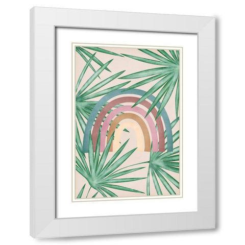 Rainbow White Modern Wood Framed Art Print with Double Matting by JJ Design