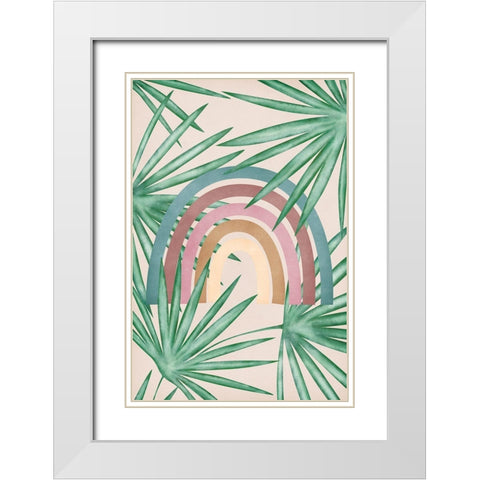 Rainbow White Modern Wood Framed Art Print with Double Matting by JJ Design