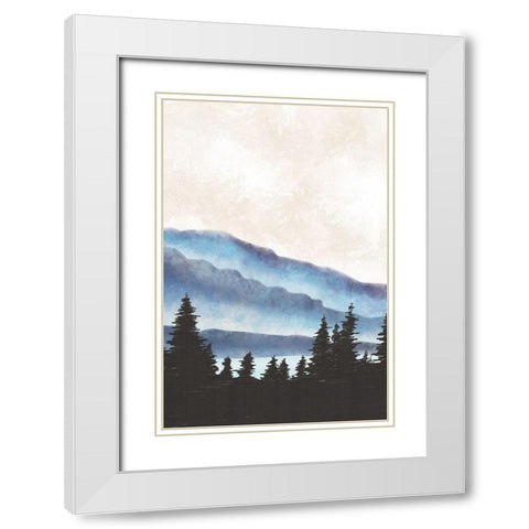 Blue Landscape II White Modern Wood Framed Art Print with Double Matting by JJ Design