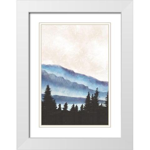 Blue Landscape II White Modern Wood Framed Art Print with Double Matting by JJ Design