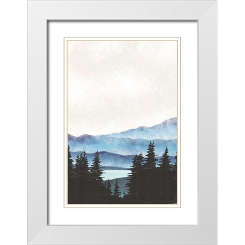 Blue Landscape III White Modern Wood Framed Art Print with Double Matting by JJ Design