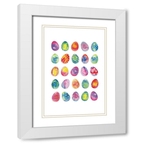 Easter Eggs White Modern Wood Framed Art Print with Double Matting by JJ Design
