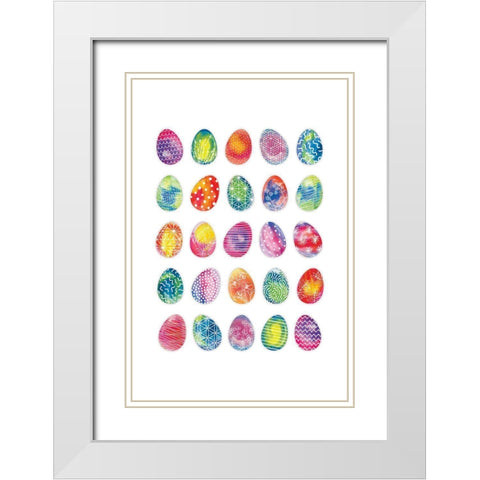 Easter Eggs White Modern Wood Framed Art Print with Double Matting by JJ Design