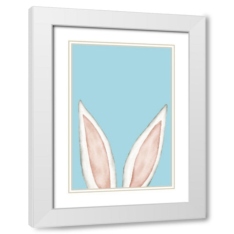 Bunny Ears White Modern Wood Framed Art Print with Double Matting by JJ Design