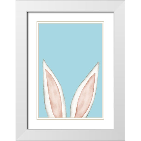 Bunny Ears White Modern Wood Framed Art Print with Double Matting by JJ Design