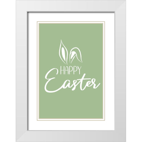 Happy Easter White Modern Wood Framed Art Print with Double Matting by JJ Design