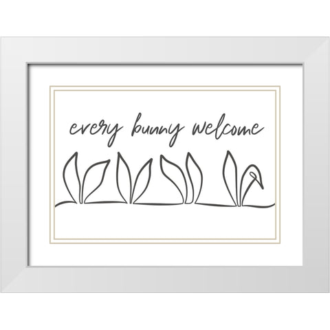 Every Bunny White Modern Wood Framed Art Print with Double Matting by JJ Design