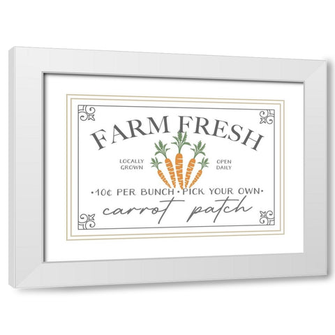 Farm Fresh Carrots White Modern Wood Framed Art Print with Double Matting by JJ Design
