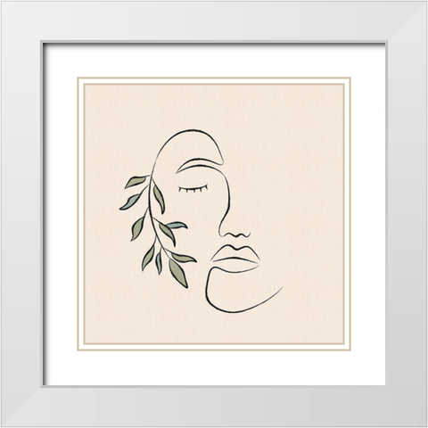 About Face Botanical White Modern Wood Framed Art Print with Double Matting by JJ Design