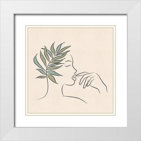 About Face Botanical IV White Modern Wood Framed Art Print with Double Matting by JJ Design