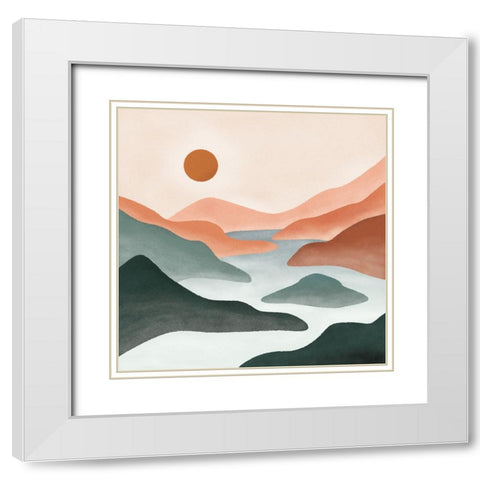 Landscape White Modern Wood Framed Art Print with Double Matting by JJ Design
