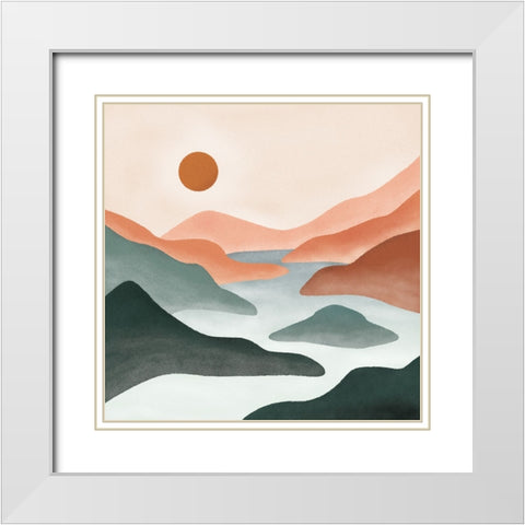 Landscape White Modern Wood Framed Art Print with Double Matting by JJ Design