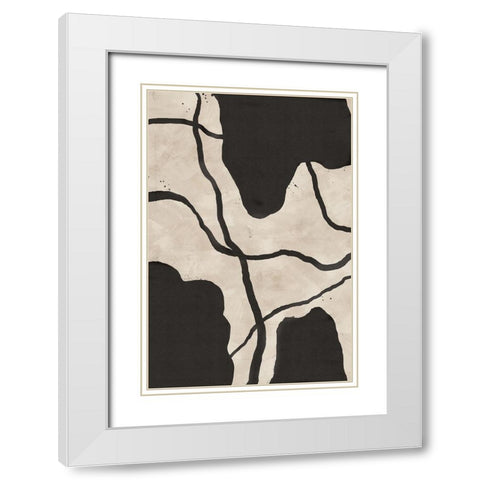 Scribbles White Modern Wood Framed Art Print with Double Matting by JJ Design