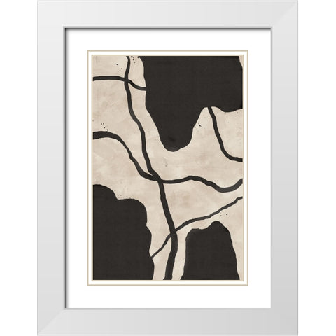 Scribbles White Modern Wood Framed Art Print with Double Matting by JJ Design