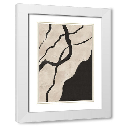 Scribbles II White Modern Wood Framed Art Print with Double Matting by JJ Design