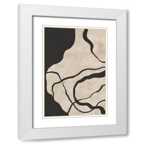Scribbles III White Modern Wood Framed Art Print with Double Matting by JJ Design