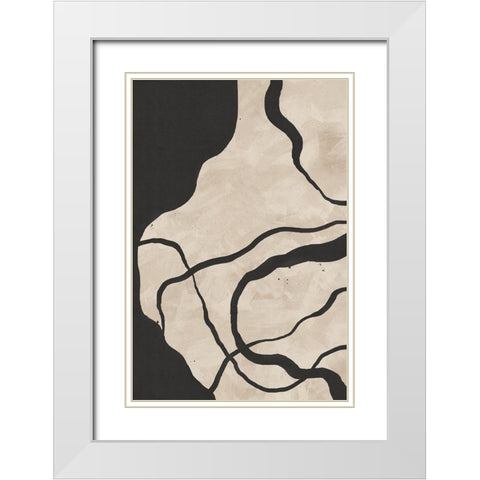 Scribbles III White Modern Wood Framed Art Print with Double Matting by JJ Design