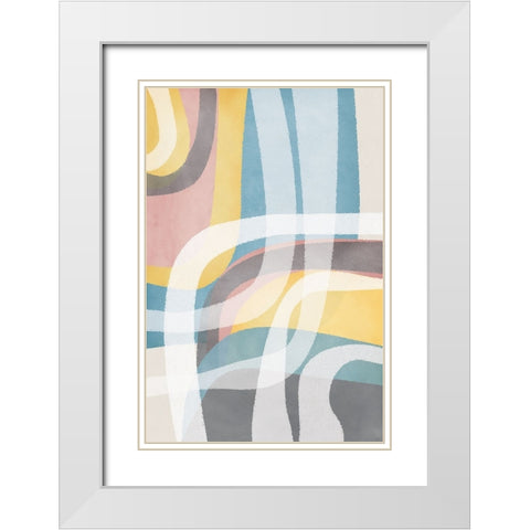 Soft Shapes White Modern Wood Framed Art Print with Double Matting by JJ Design