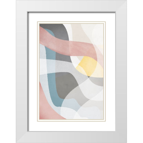 Soft Shapes II White Modern Wood Framed Art Print with Double Matting by JJ Design