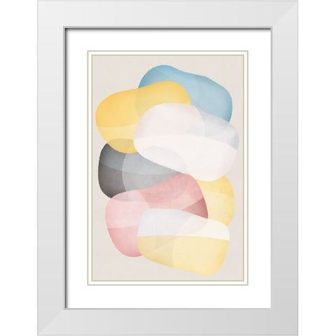Soft Shapes III White Modern Wood Framed Art Print with Double Matting by JJ Design