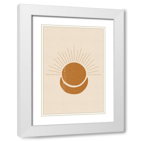 Sun and Moon White Modern Wood Framed Art Print with Double Matting by JJ Design