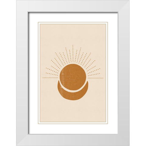 Sun and Moon White Modern Wood Framed Art Print with Double Matting by JJ Design