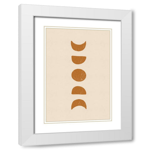 Moon Cycle White Modern Wood Framed Art Print with Double Matting by JJ Design