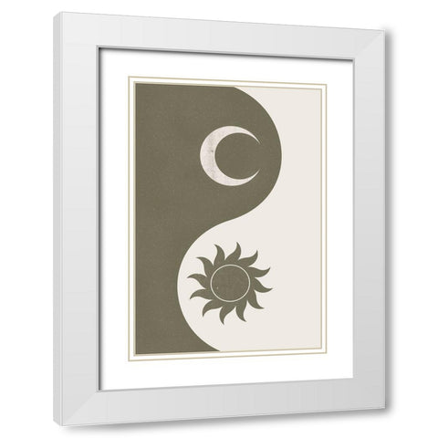 Yin Yang White Modern Wood Framed Art Print with Double Matting by JJ Design