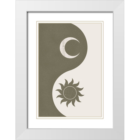 Yin Yang White Modern Wood Framed Art Print with Double Matting by JJ Design