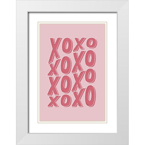 XOXO White Modern Wood Framed Art Print with Double Matting by JJ Design