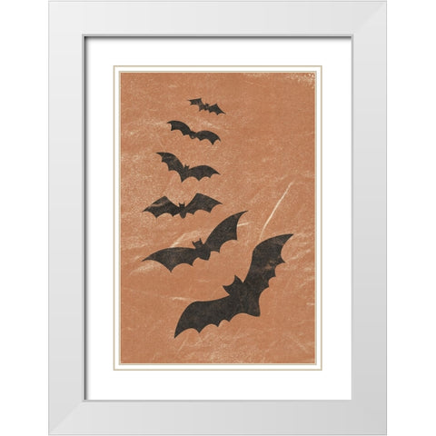 Bats White Modern Wood Framed Art Print with Double Matting by JJ Design