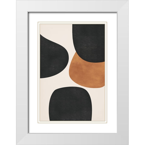 Beige Abstract White Modern Wood Framed Art Print with Double Matting by JJ Design
