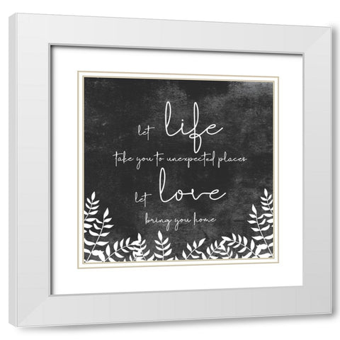 Let Love White Modern Wood Framed Art Print with Double Matting by JJ Design