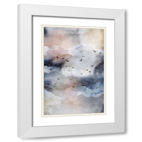 Misty Landscape III White Modern Wood Framed Art Print with Double Matting by JJ Design