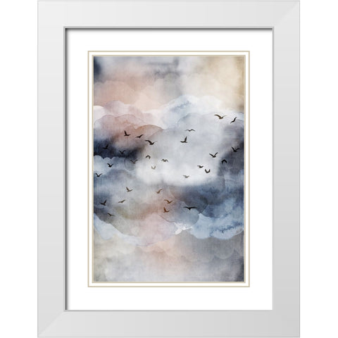 Misty Landscape III White Modern Wood Framed Art Print with Double Matting by JJ Design