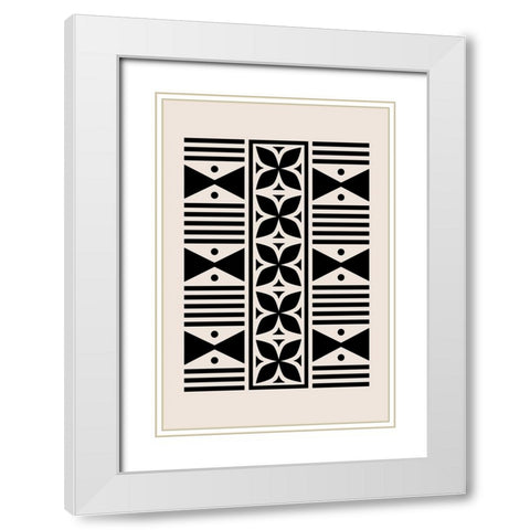 Mud Cloth White Modern Wood Framed Art Print with Double Matting by JJ Design