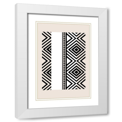 Mud Cloth II White Modern Wood Framed Art Print with Double Matting by JJ Design