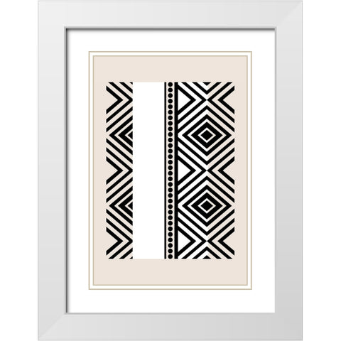Mud Cloth II White Modern Wood Framed Art Print with Double Matting by JJ Design