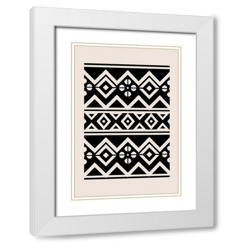 Mud Cloth III White Modern Wood Framed Art Print with Double Matting by JJ Design