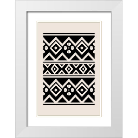 Mud Cloth III White Modern Wood Framed Art Print with Double Matting by JJ Design