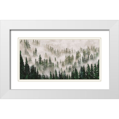 Misty Forest White Modern Wood Framed Art Print with Double Matting by JJ Design