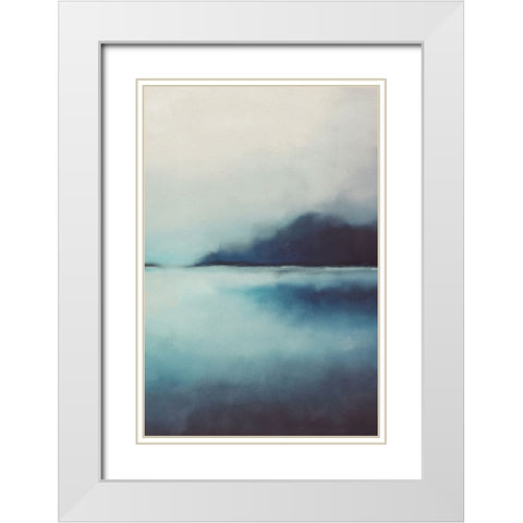 Misty Blue Landscape II White Modern Wood Framed Art Print with Double Matting by JJ Design