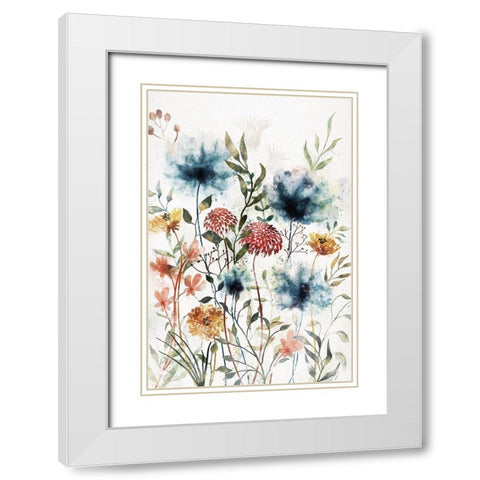Wildflowers II White Modern Wood Framed Art Print with Double Matting by JJ Design